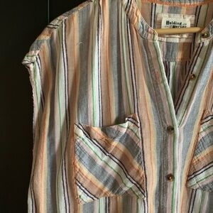 Stripped button up tunic